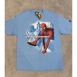 VTG Y2K 2004 RARE Spider-Man 2 Official Movie Promo T-shirt Marvel Blue Men's XL